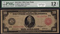 Fr.893b, 1914 $10 New York Red Seal FRN, B9020479A, Fine, PMG-12n